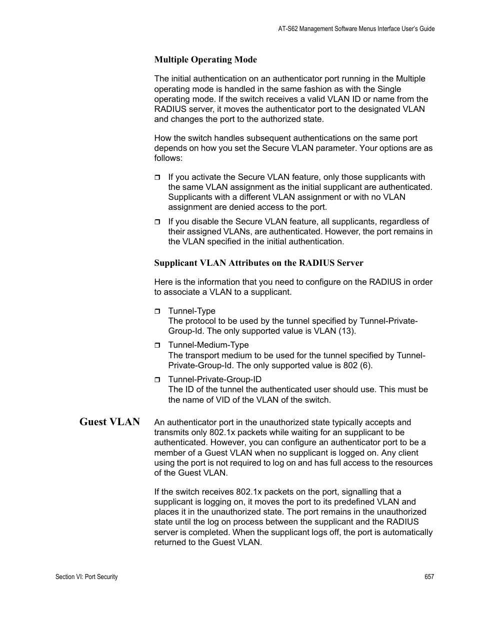 Guest vlan | Allied Telesis AT-S62 User Manual | Page 657 / 822