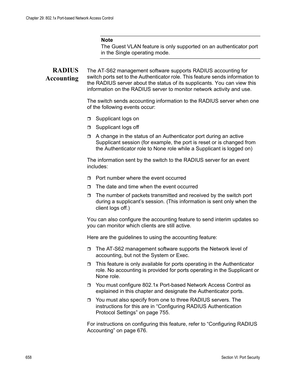Radius accounting | Allied Telesis AT-S62 User Manual | Page 658 / 822