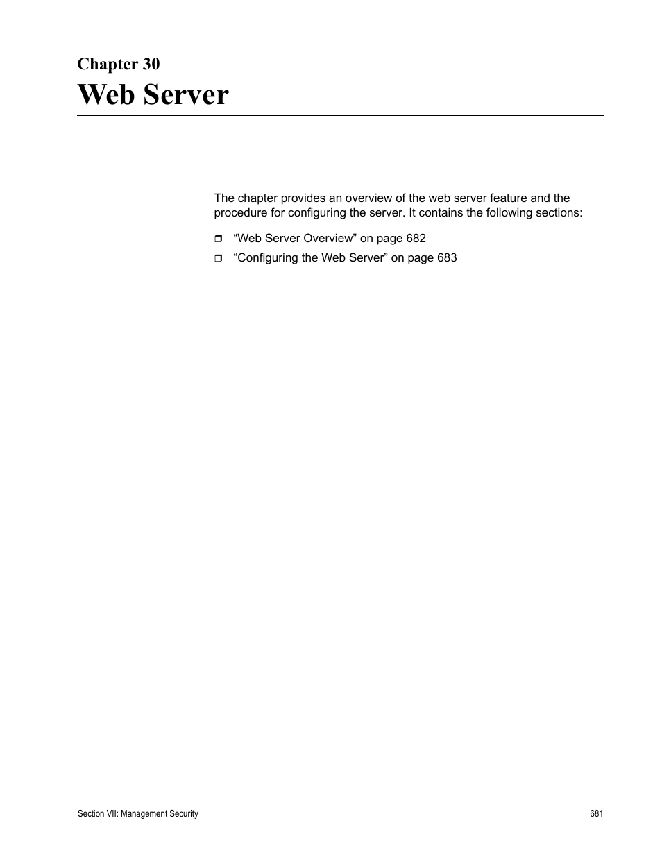 Chapter 30, Web server, Chapter 30: web server | Allied Telesis AT-S62 User Manual | Page 681 / 822