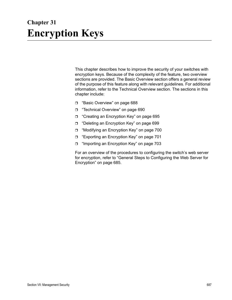 Chapter 31, Encryption keys, Chapter 31: encryption keys | Allied Telesis AT-S62 User Manual | Page 687 / 822