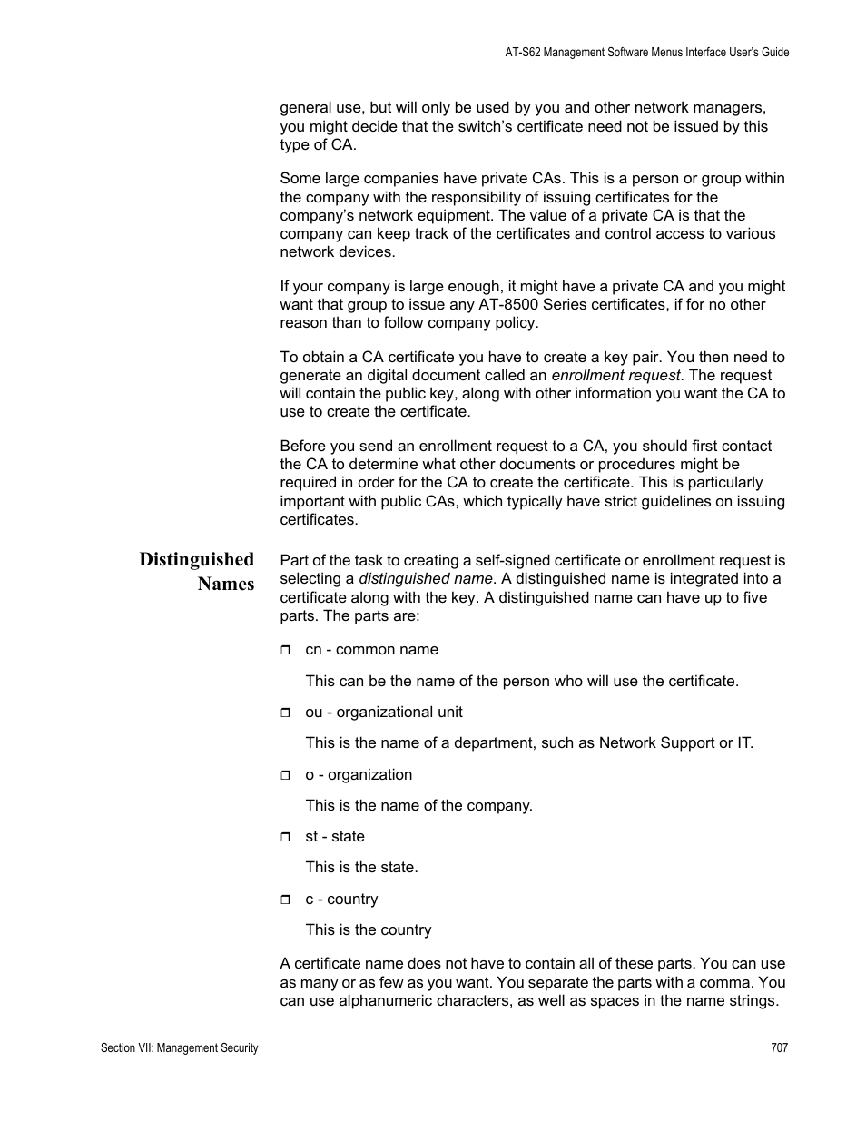 Distinguished names | Allied Telesis AT-S62 User Manual | Page 707 / 822