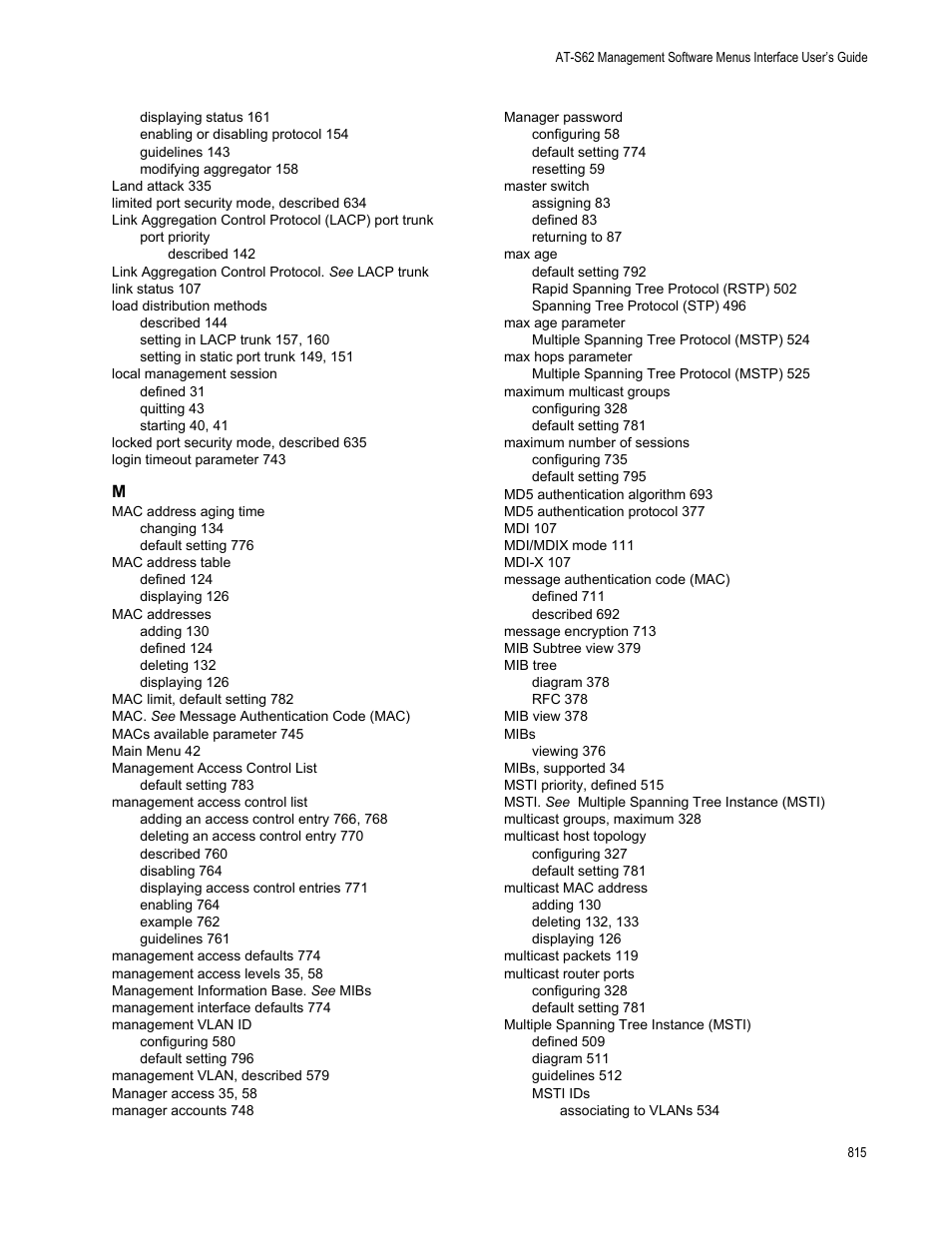 Allied Telesis AT-S62 User Manual | Page 815 / 822