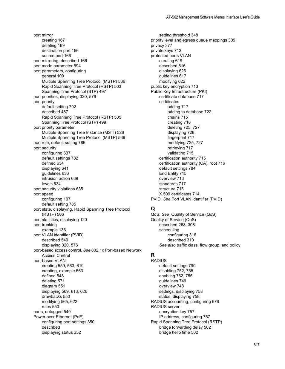 Allied Telesis AT-S62 User Manual | Page 817 / 822
