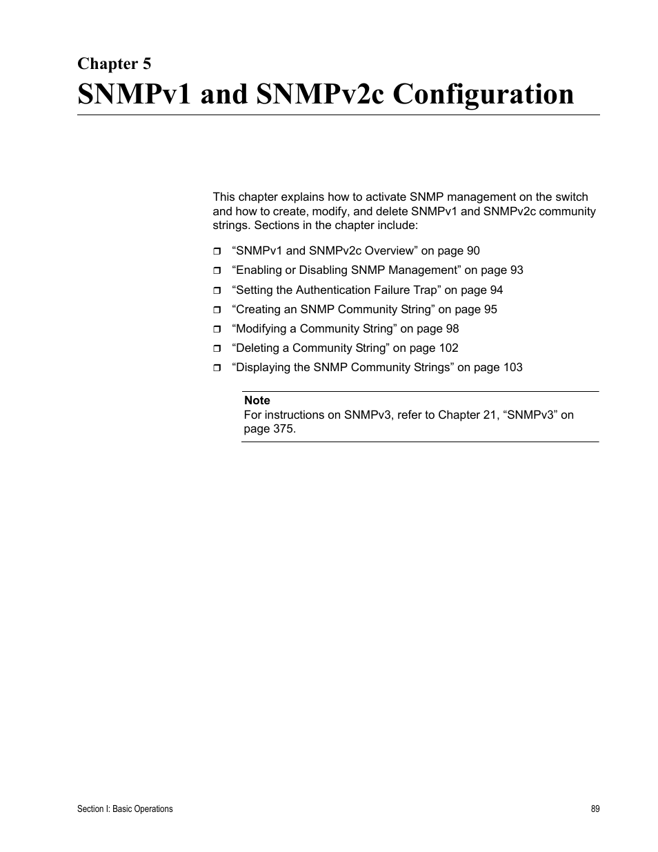 Chapter 5, Snmpv1 and snmpv2c configuration, R 5: snmpv1 and snmpv2c configuration | Chapter 5: snmpv1 and snmpv2c configuration | Allied Telesis AT-S62 User Manual | Page 89 / 822