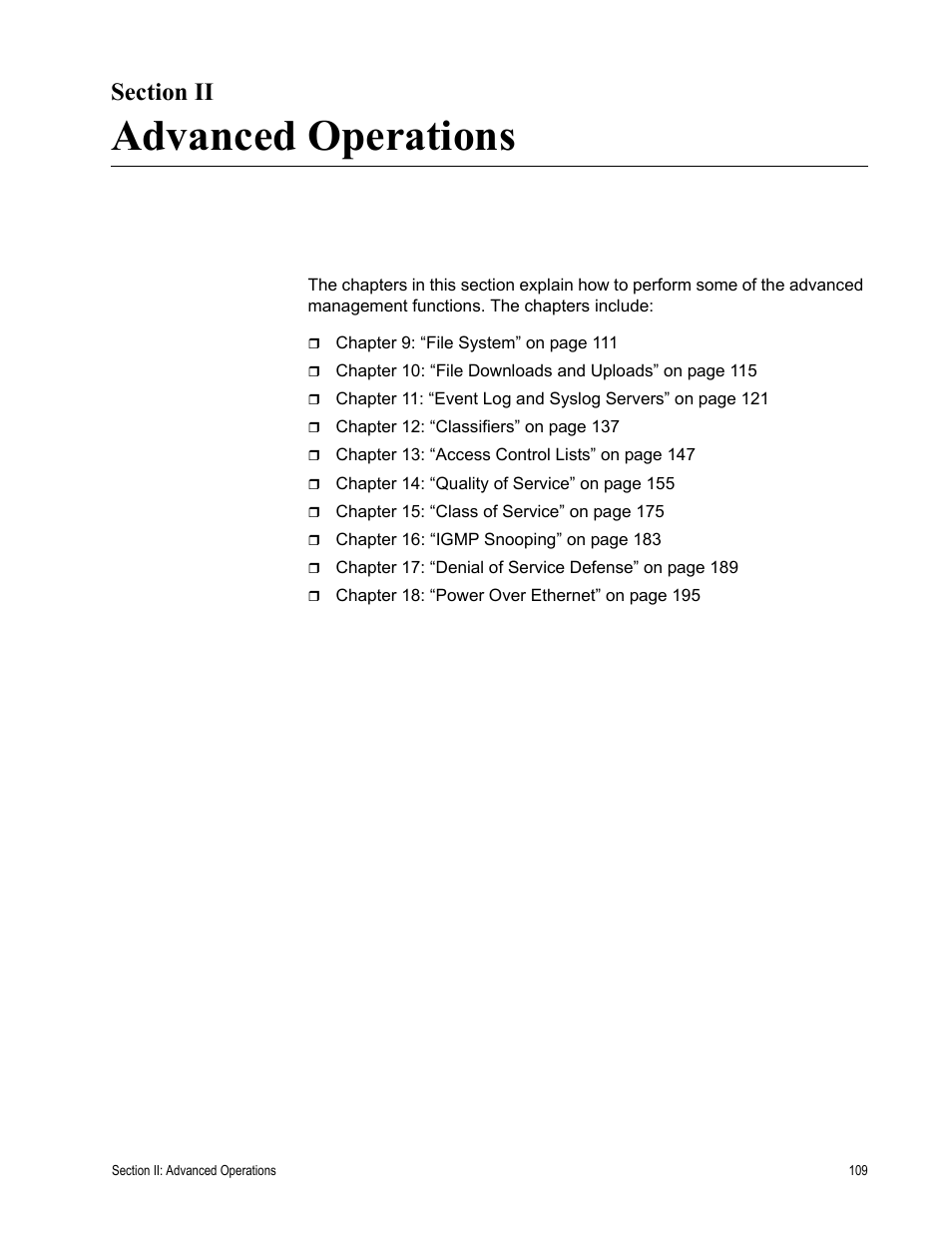 Section ii, Advanced operations, Section ii: advanced operations | Allied Telesis AT-S62 User Manual | Page 109 / 372