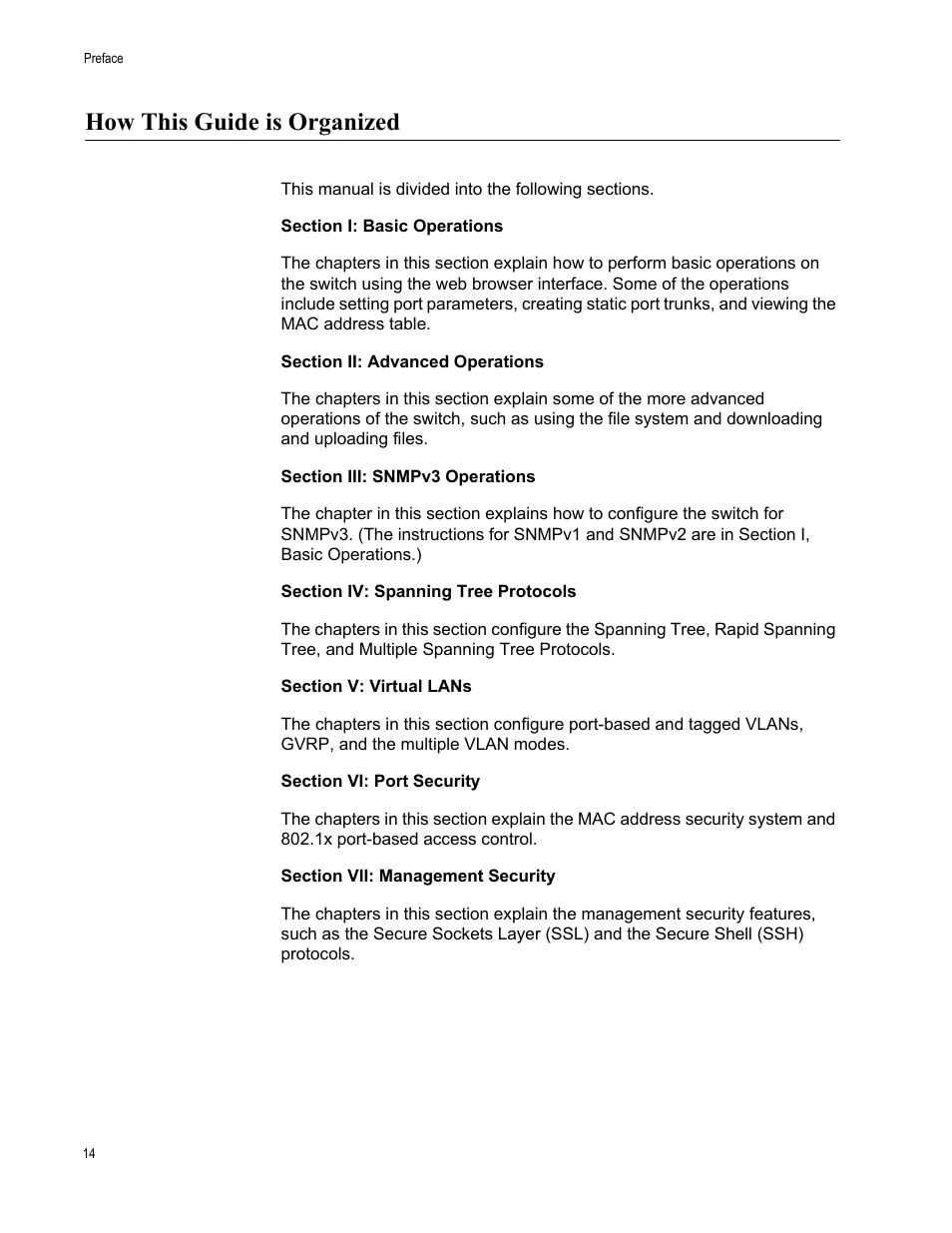 How this guide is organized | Allied Telesis AT-S62 User Manual | Page 14 / 372