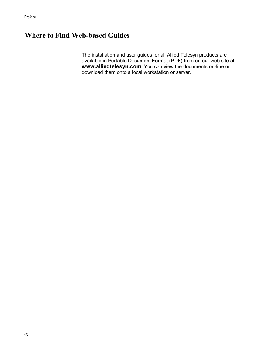 Where to find web-based guides | Allied Telesis AT-S62 User Manual | Page 16 / 372