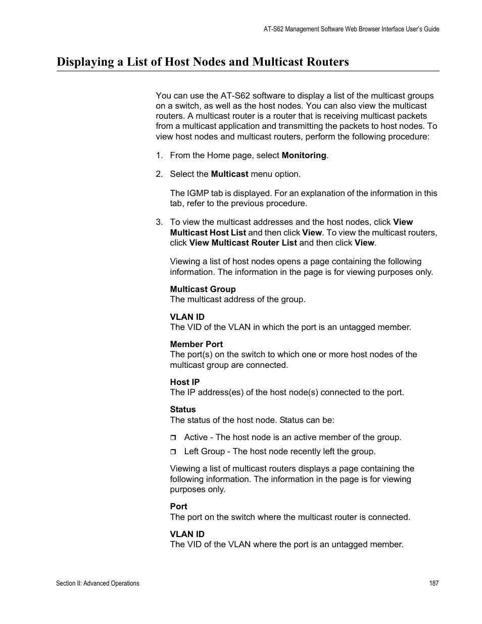 Allied Telesis AT-S62 User Manual | Page 187 / 372