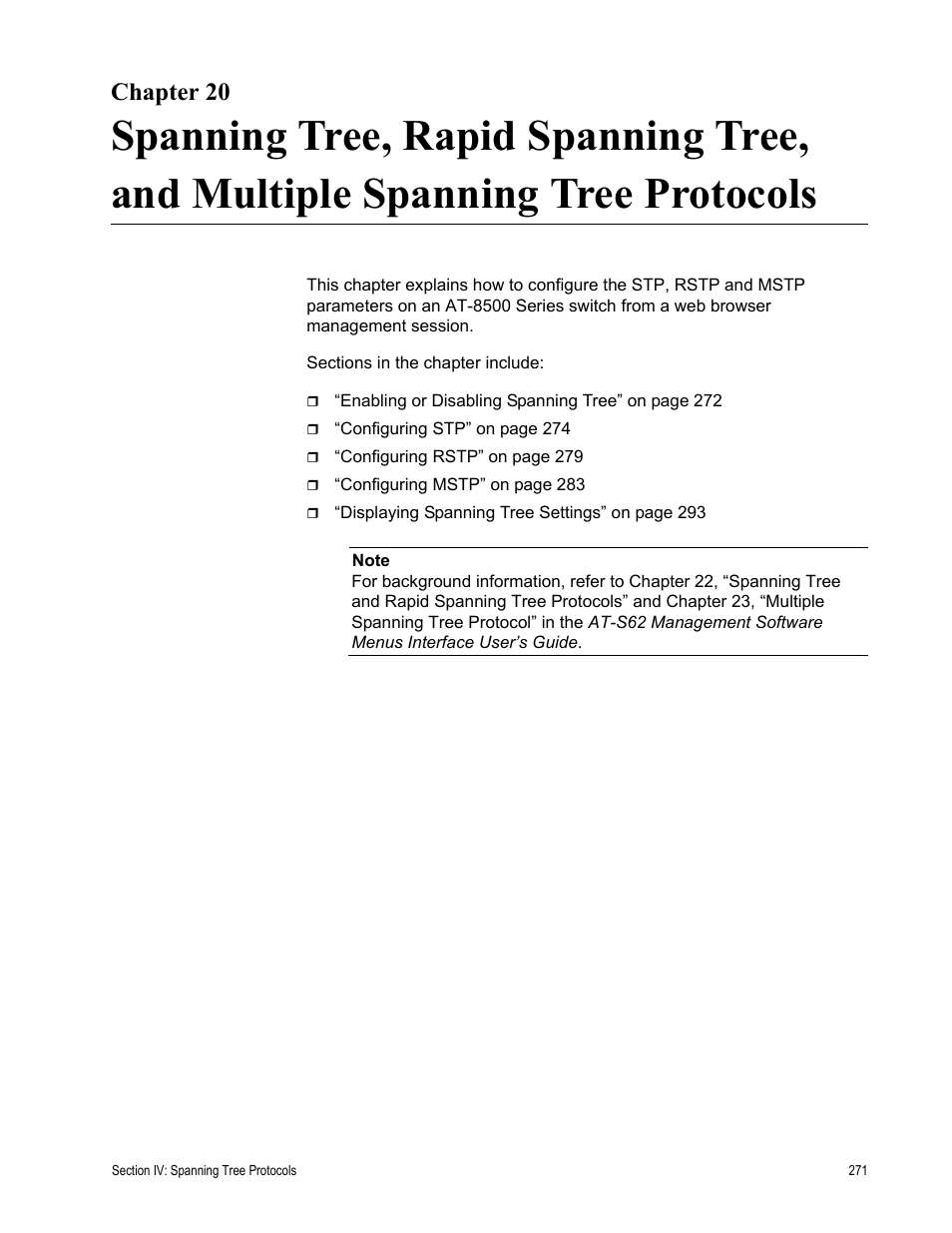 Chapter 20 | Allied Telesis AT-S62 User Manual | Page 271 / 372