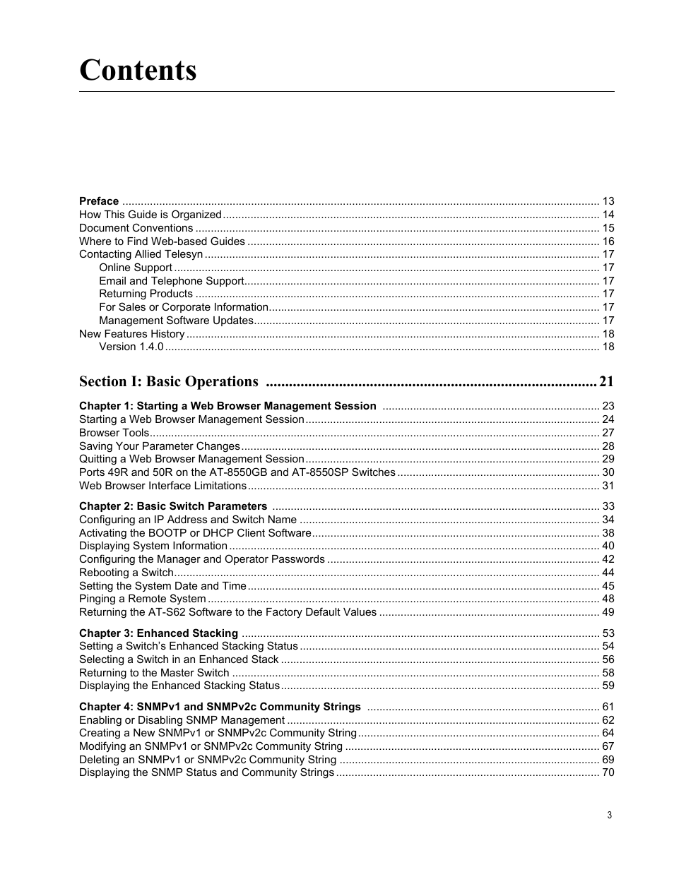 Allied Telesis AT-S62 User Manual | Page 3 / 372