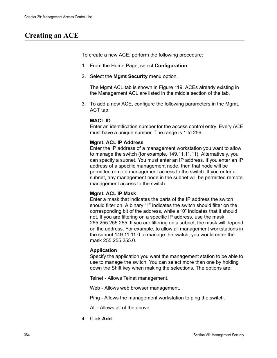 Creating an ace | Allied Telesis AT-S62 User Manual | Page 364 / 372