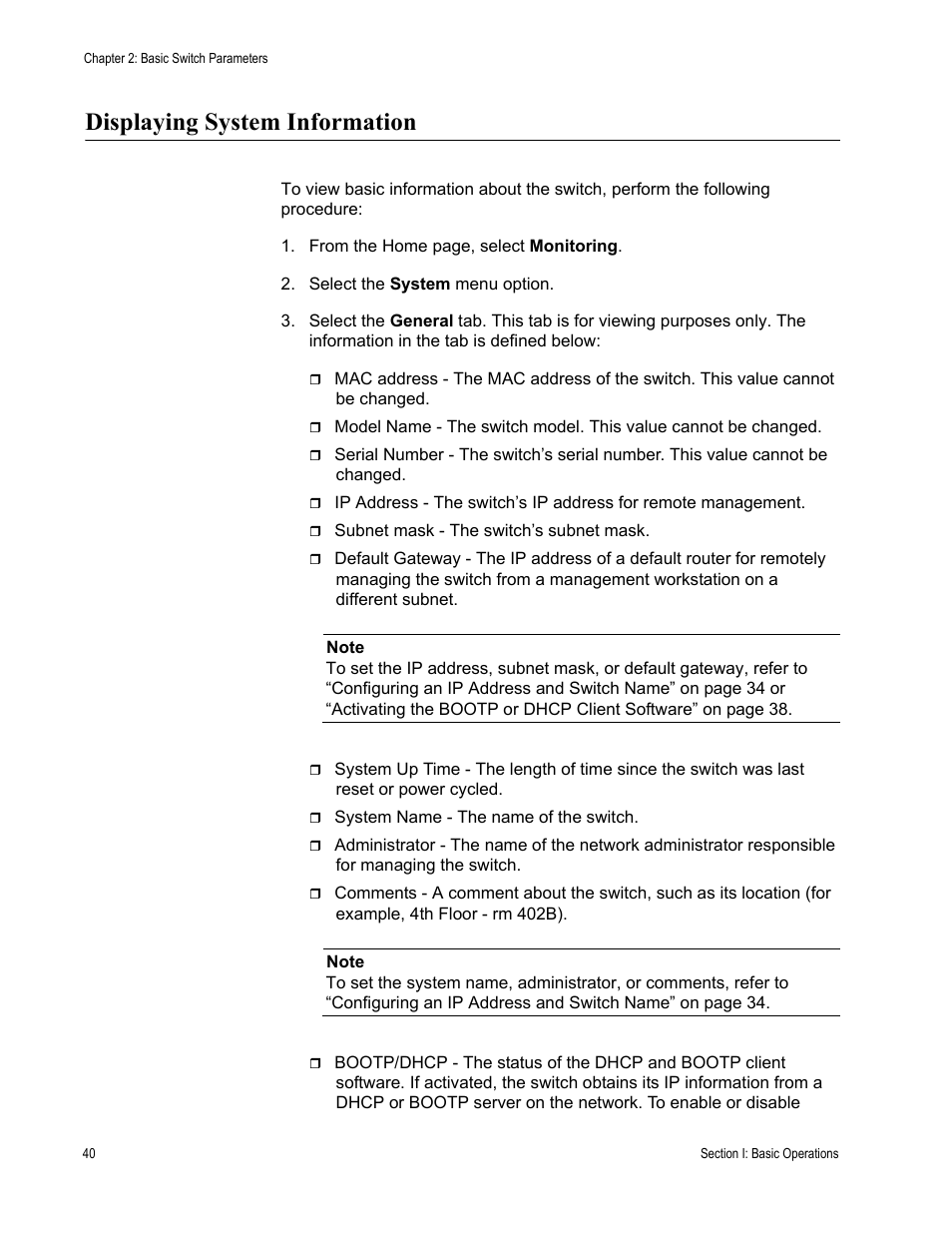 Displaying system information | Allied Telesis AT-S62 User Manual | Page 40 / 372