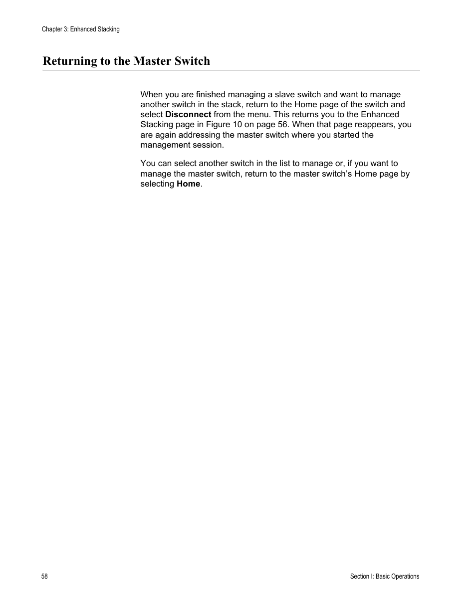 Returning to the master switch | Allied Telesis AT-S62 User Manual | Page 58 / 372