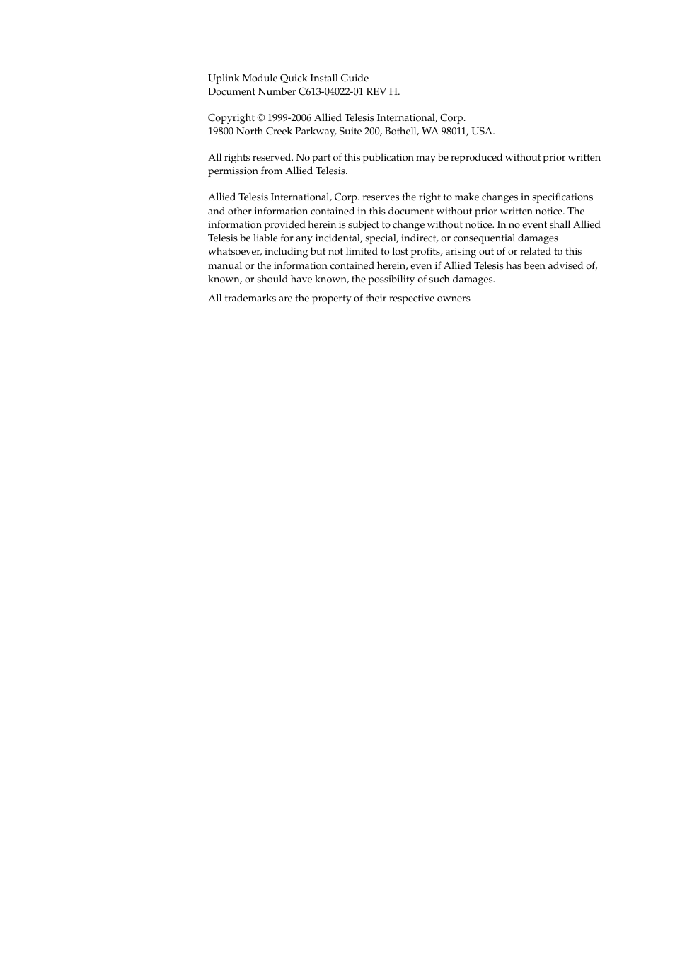 Allied Telesis Uplink Module User Manual | Page 2 / 9