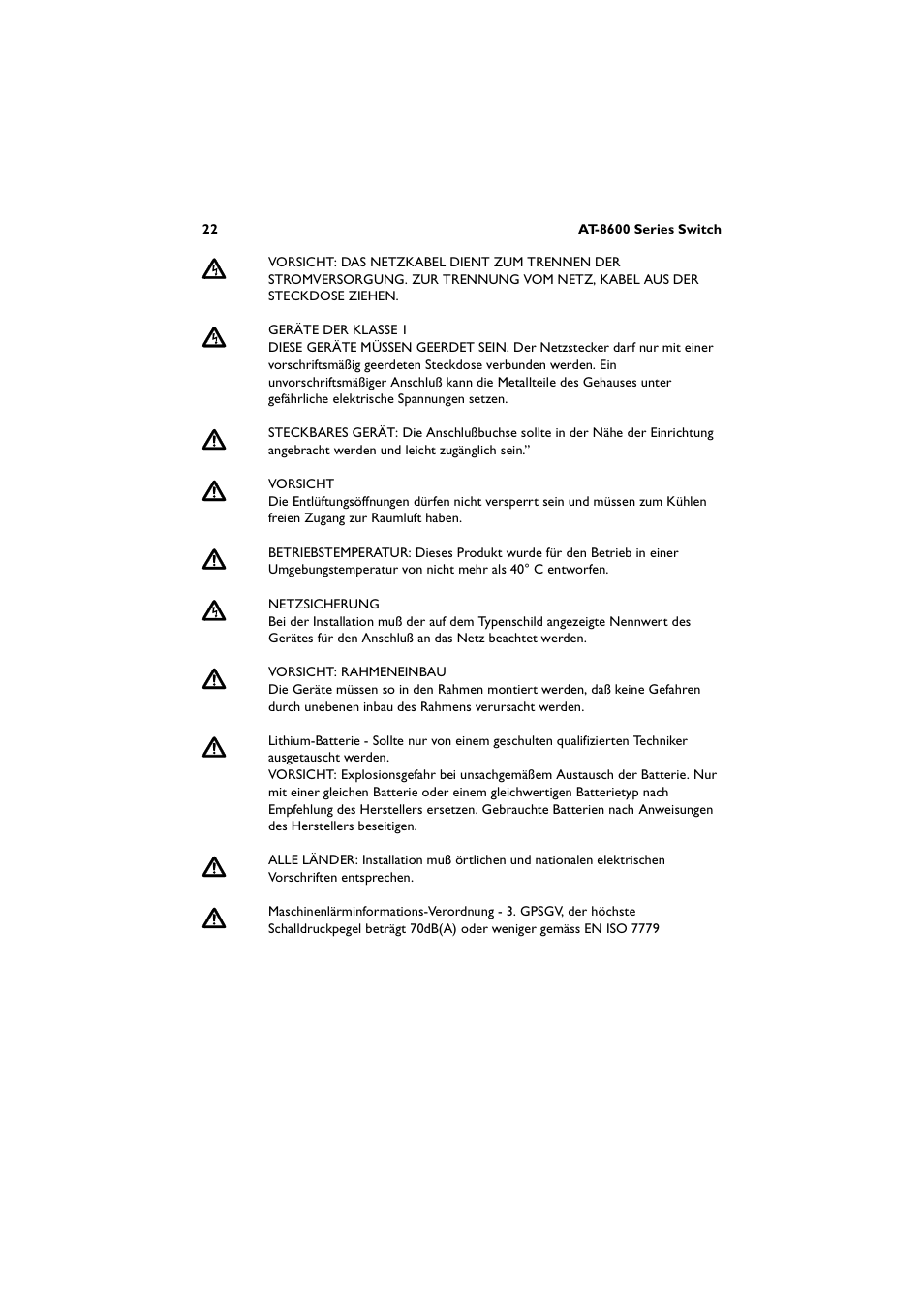 Allied Telesis AT-8600 Series Switch User Manual | Page 22 / 36