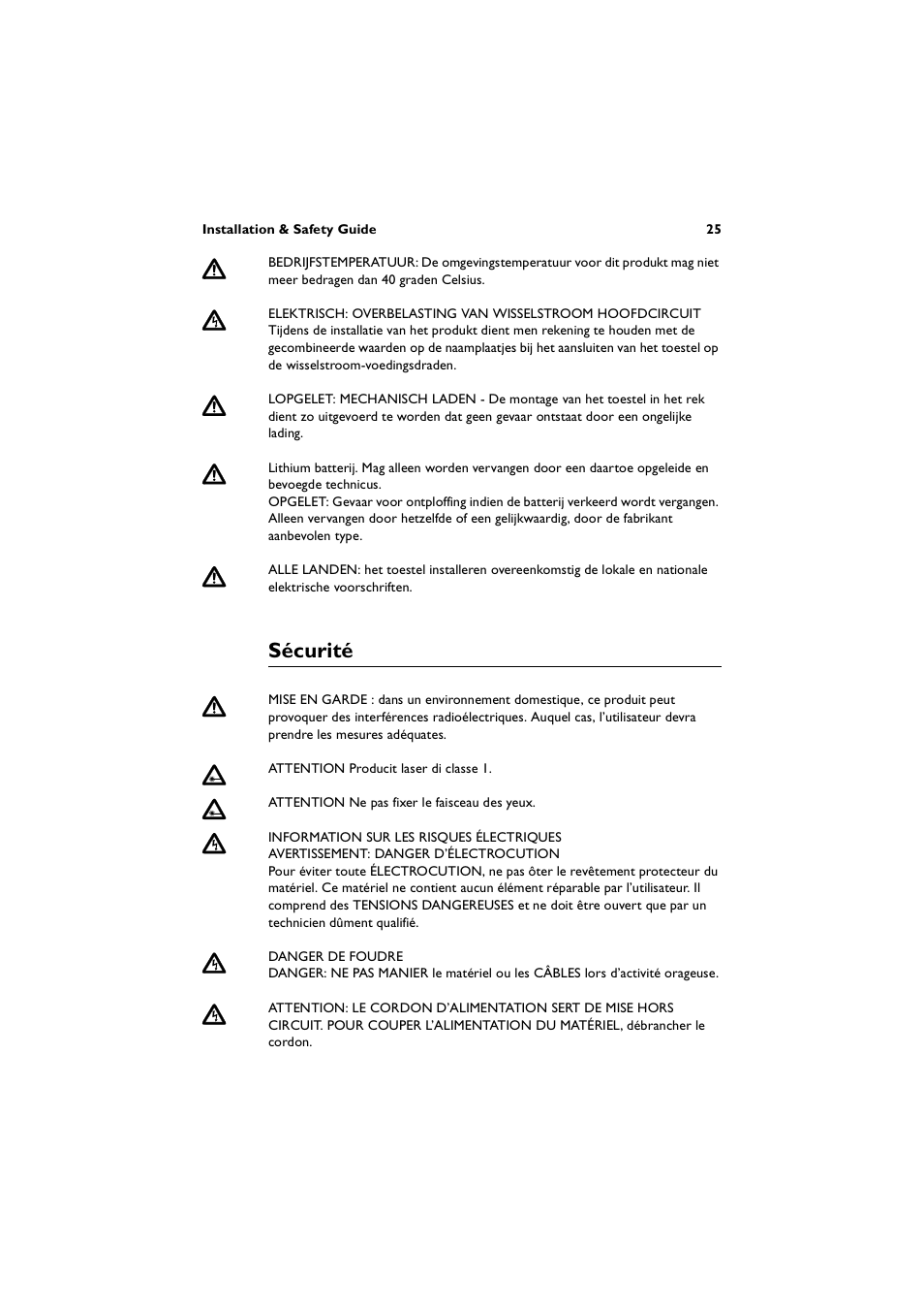 Sécurité | Allied Telesis AT-8600 Series Switch User Manual | Page 25 / 36