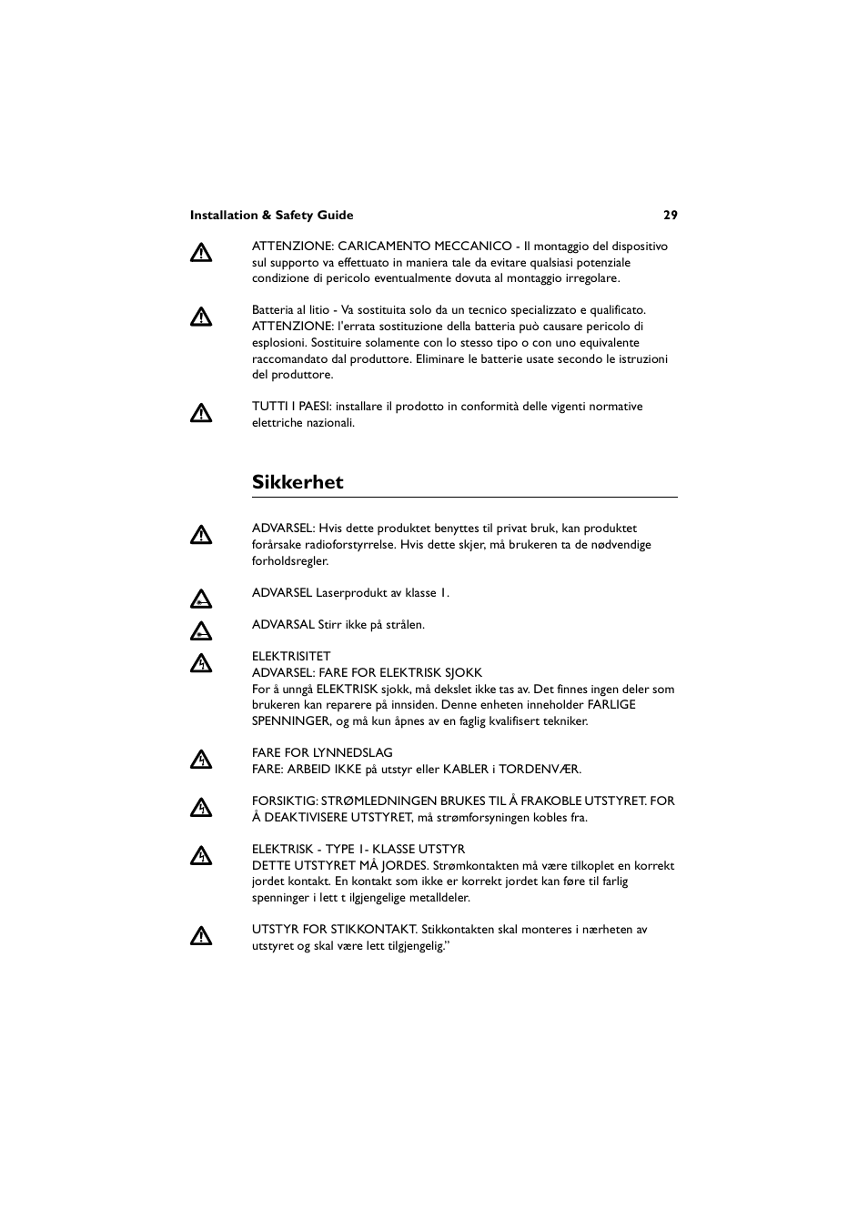 Sikkerhet | Allied Telesis AT-8600 Series Switch User Manual | Page 29 / 36