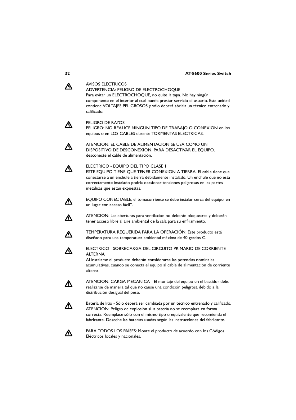Allied Telesis AT-8600 Series Switch User Manual | Page 32 / 36
