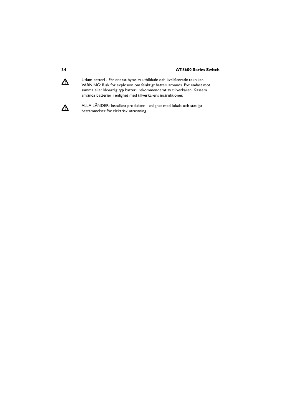 Allied Telesis AT-8600 Series Switch User Manual | Page 34 / 36