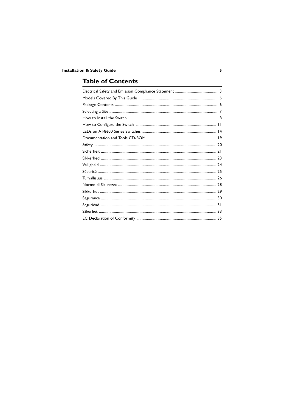 Allied Telesis AT-8600 Series Switch User Manual | Page 5 / 36