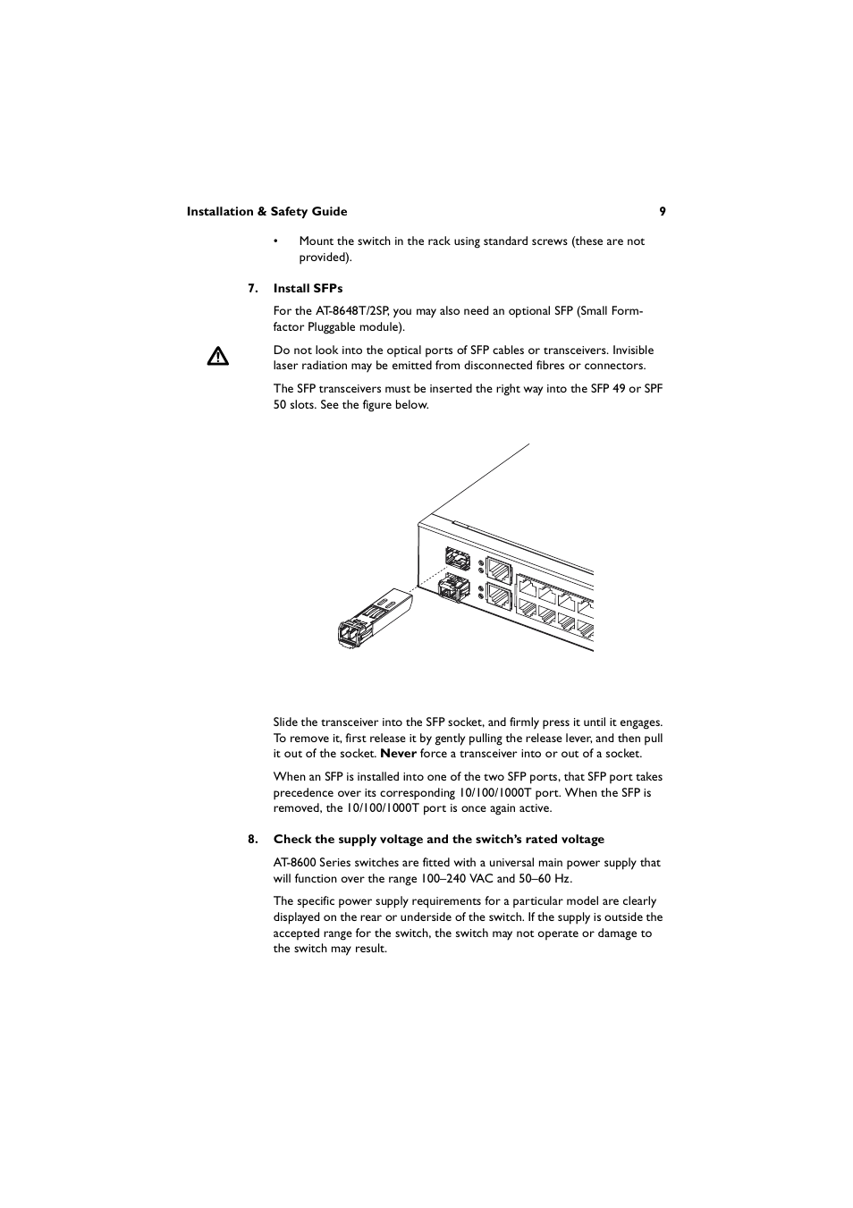 Allied Telesis AT-8600 Series Switch User Manual | Page 9 / 36