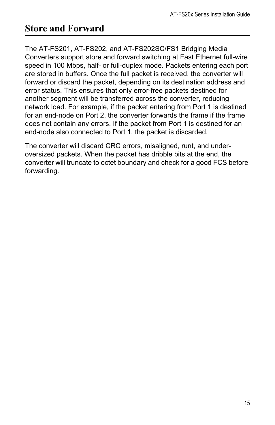 Store and forward | Allied Telesis AT-FS202SC/FS1 User Manual | Page 25 / 88