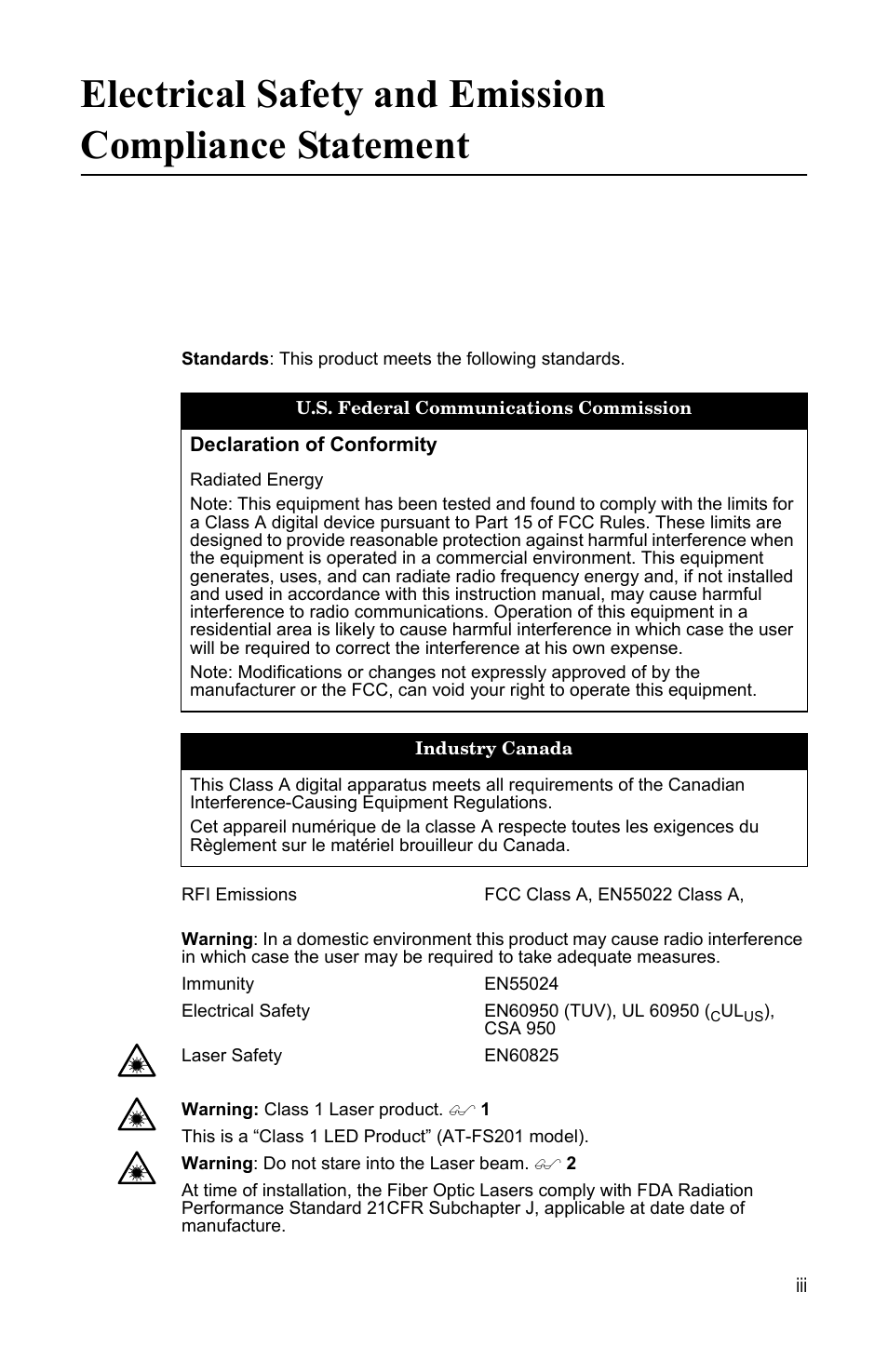 Allied Telesis AT-FS202SC/FS1 User Manual | Page 3 / 88