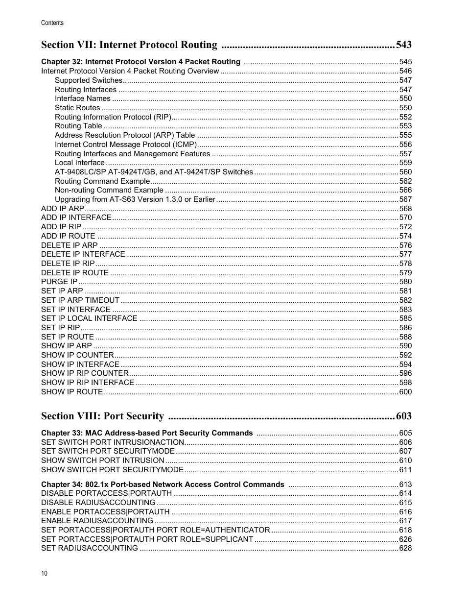 Allied Telesis AT-S63 User Manual | Page 10 / 718