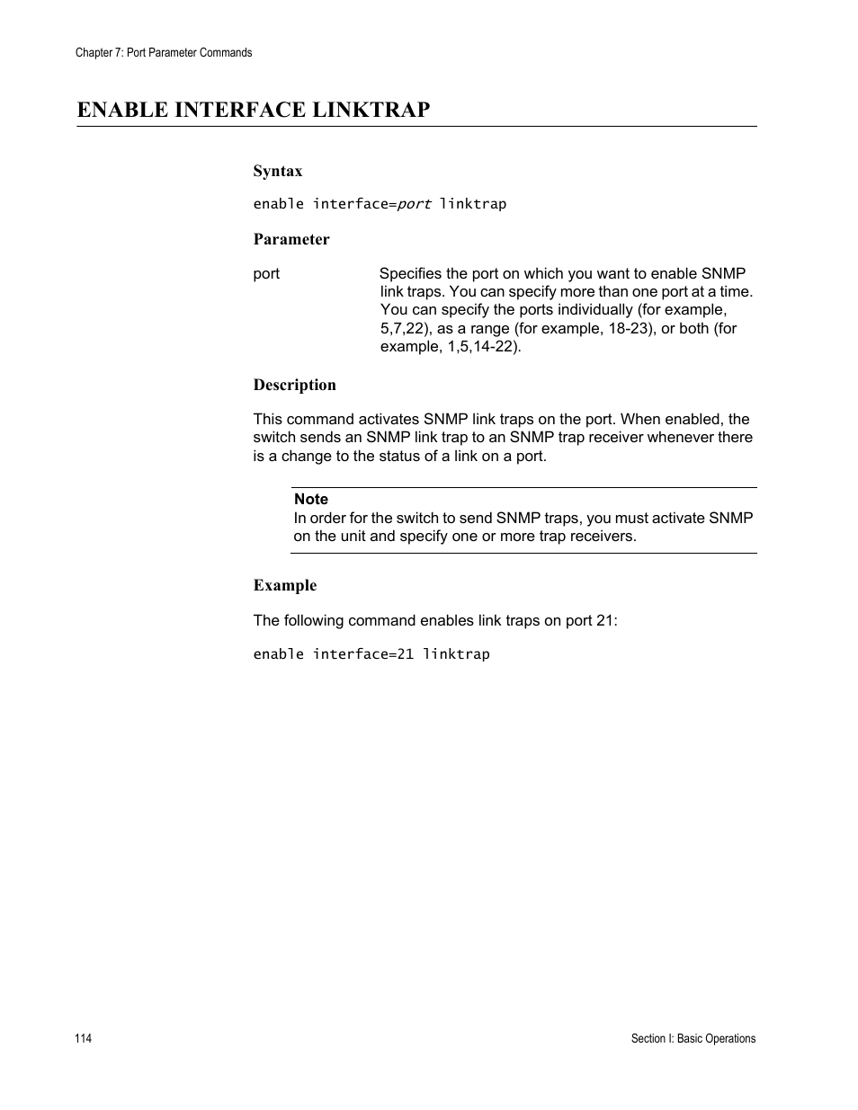 Enable interface linktrap | Allied Telesis AT-S63 User Manual | Page 114 / 718