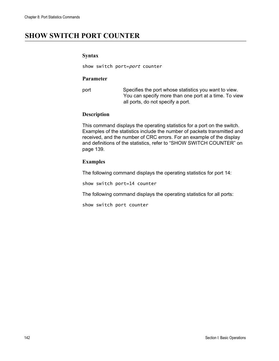 Show switch port counter | Allied Telesis AT-S63 User Manual | Page 142 / 718