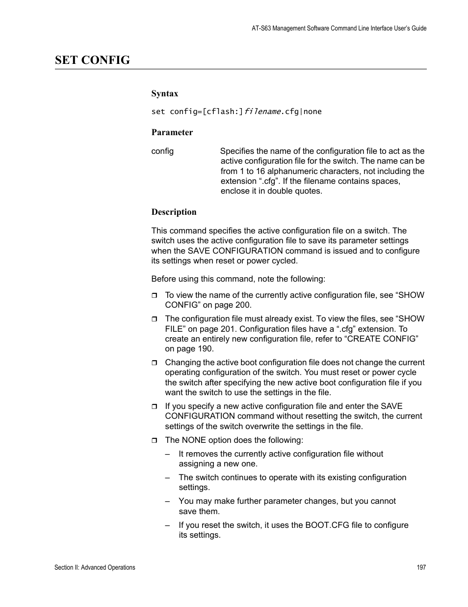 Set config | Allied Telesis AT-S63 User Manual | Page 197 / 718