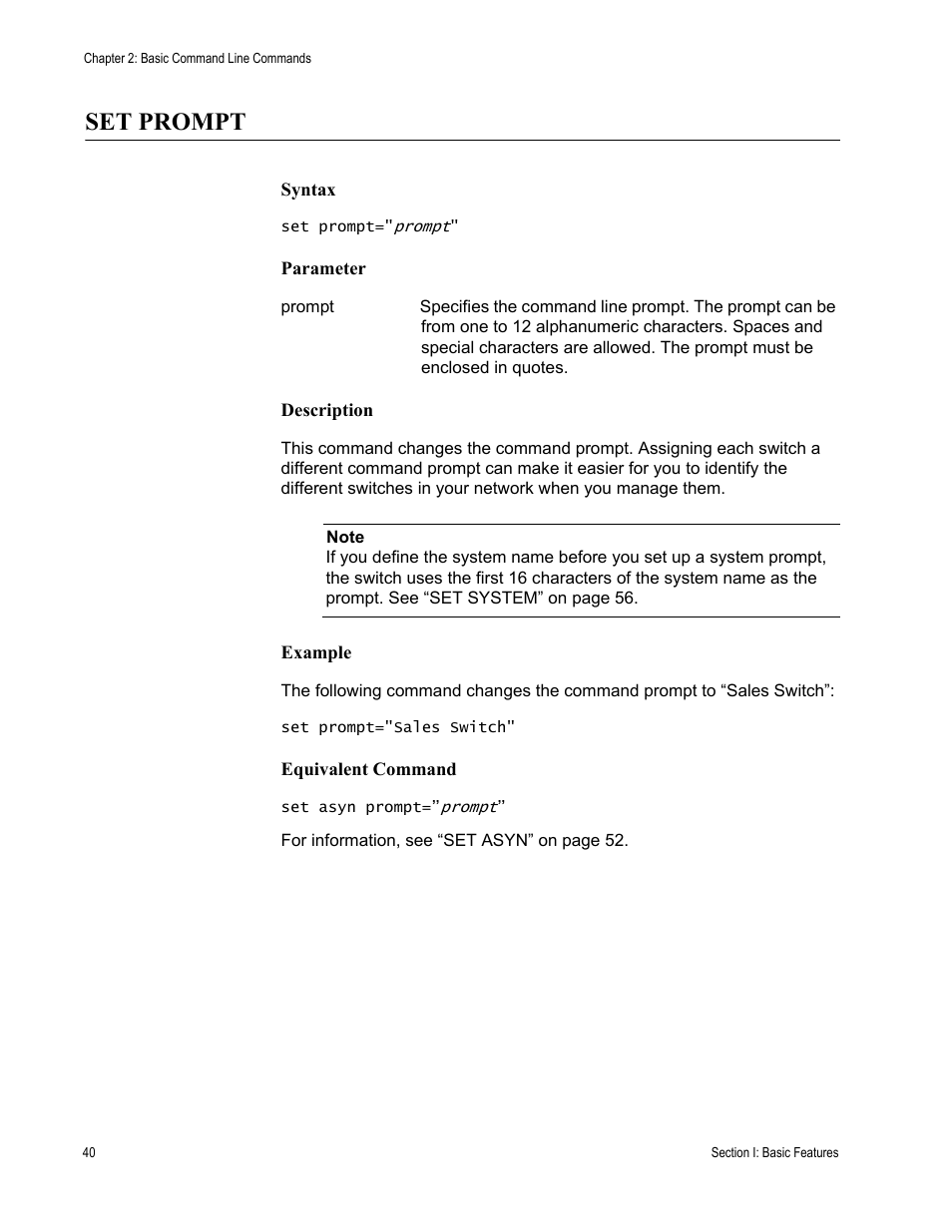 Set prompt | Allied Telesis AT-S63 User Manual | Page 40 / 718