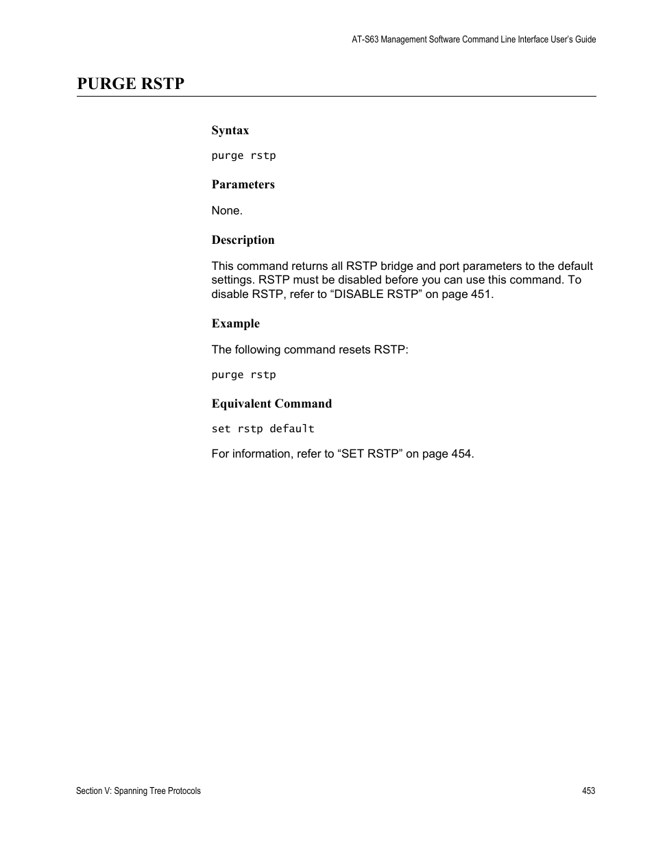 Purge rstp | Allied Telesis AT-S63 User Manual | Page 453 / 718