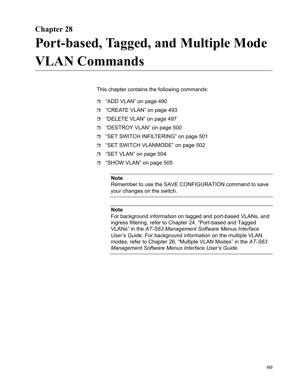 Chapter 28 | Allied Telesis AT-S63 User Manual | Page 489 / 718