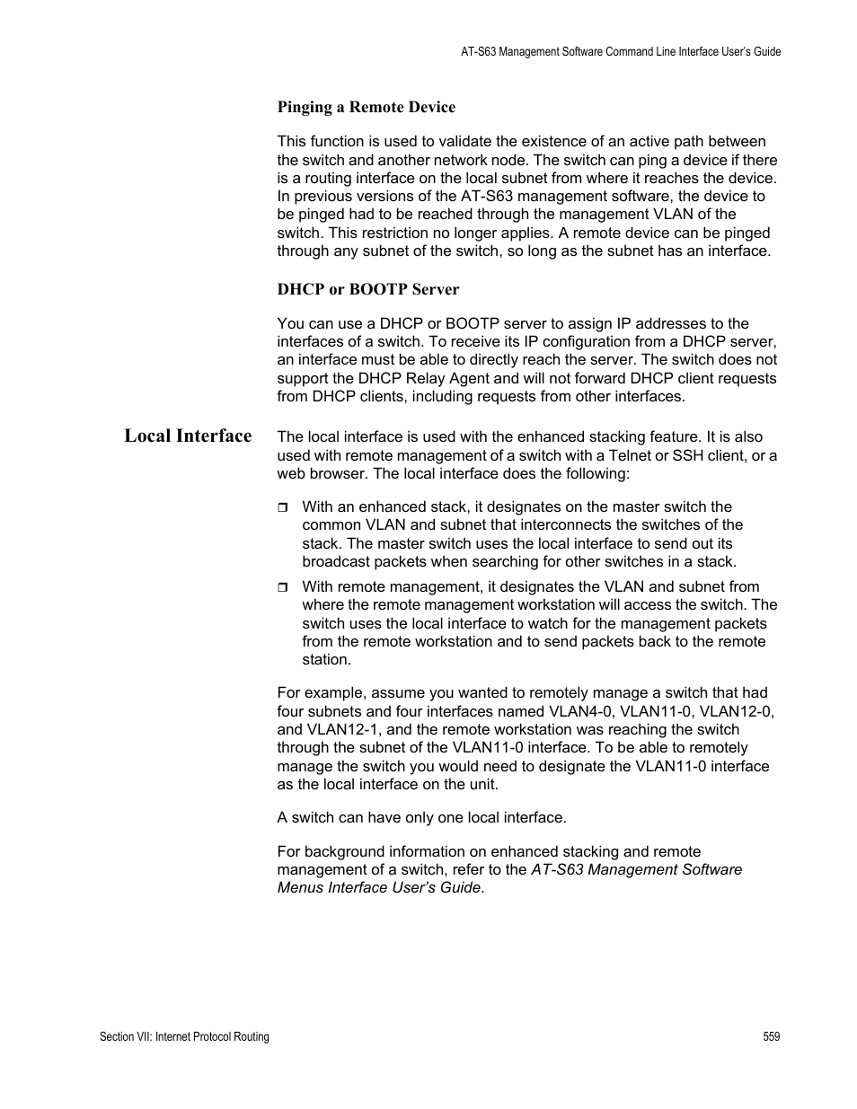Local interface | Allied Telesis AT-S63 User Manual | Page 559 / 718