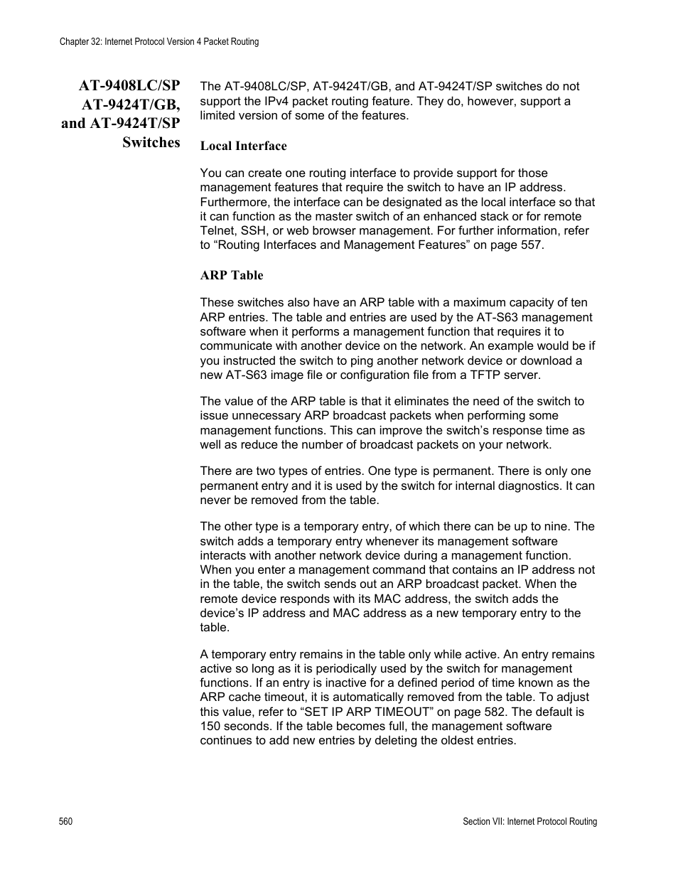 At-9408lc/sp at-9424t/gb, and at-9424t/sp switches | Allied Telesis AT-S63 User Manual | Page 560 / 718