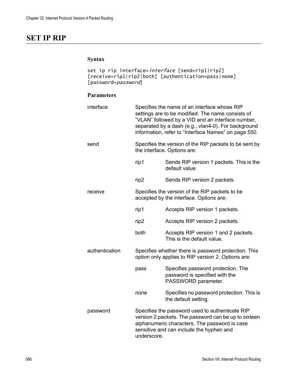 Set ip rip | Allied Telesis AT-S63 User Manual | Page 586 / 718