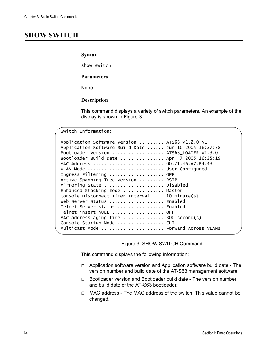 Show switch | Allied Telesis AT-S63 User Manual | Page 64 / 718