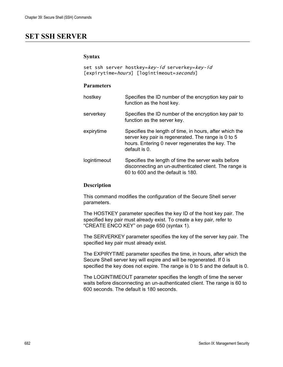 Set ssh server | Allied Telesis AT-S63 User Manual | Page 682 / 718