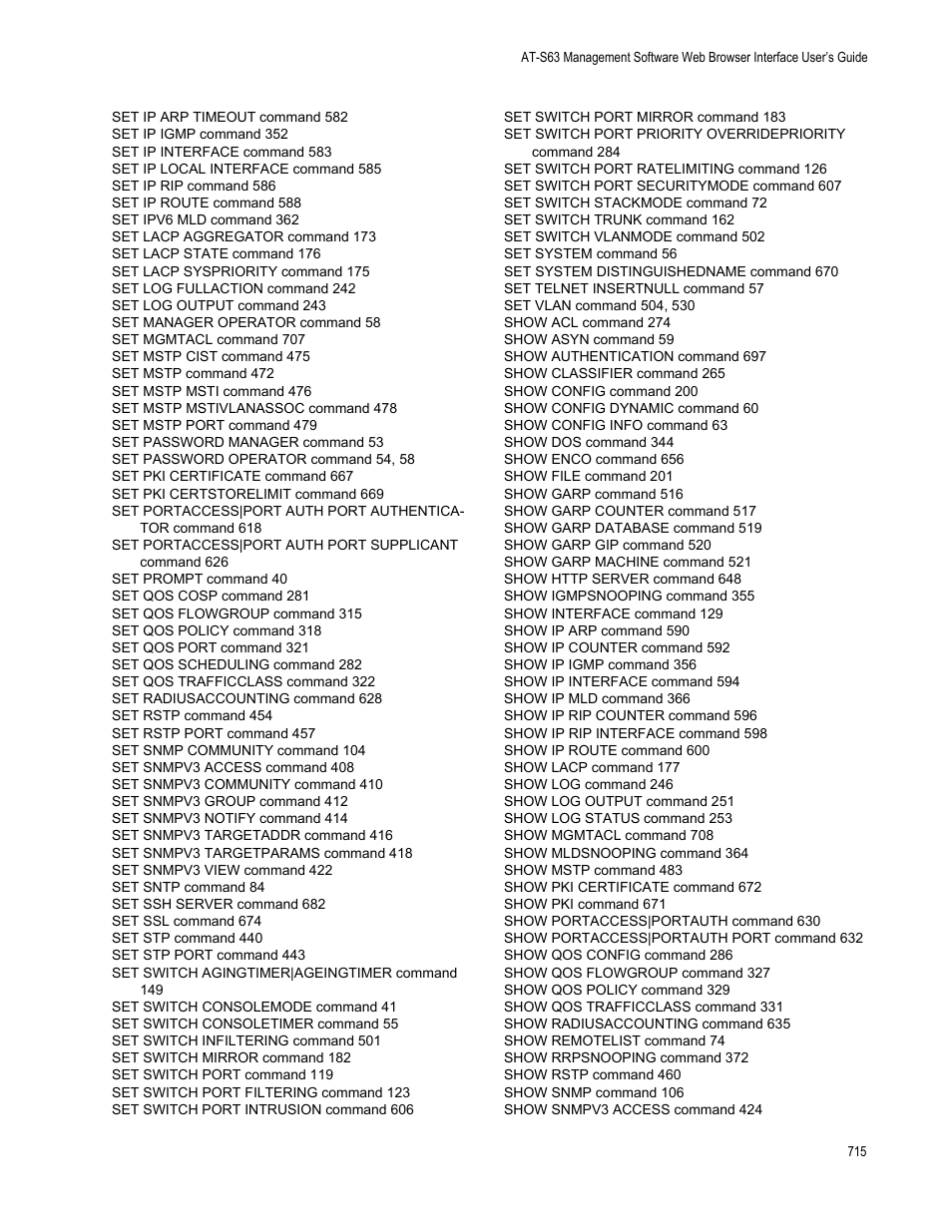 Allied Telesis AT-S63 User Manual | Page 715 / 718