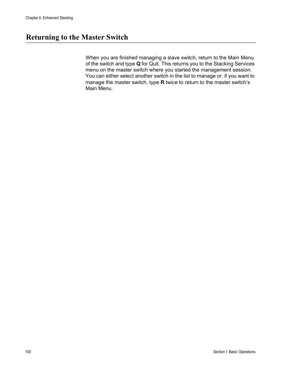 Returning to the master switch | Allied Telesis AT-S63 User Manual | Page 100 / 944