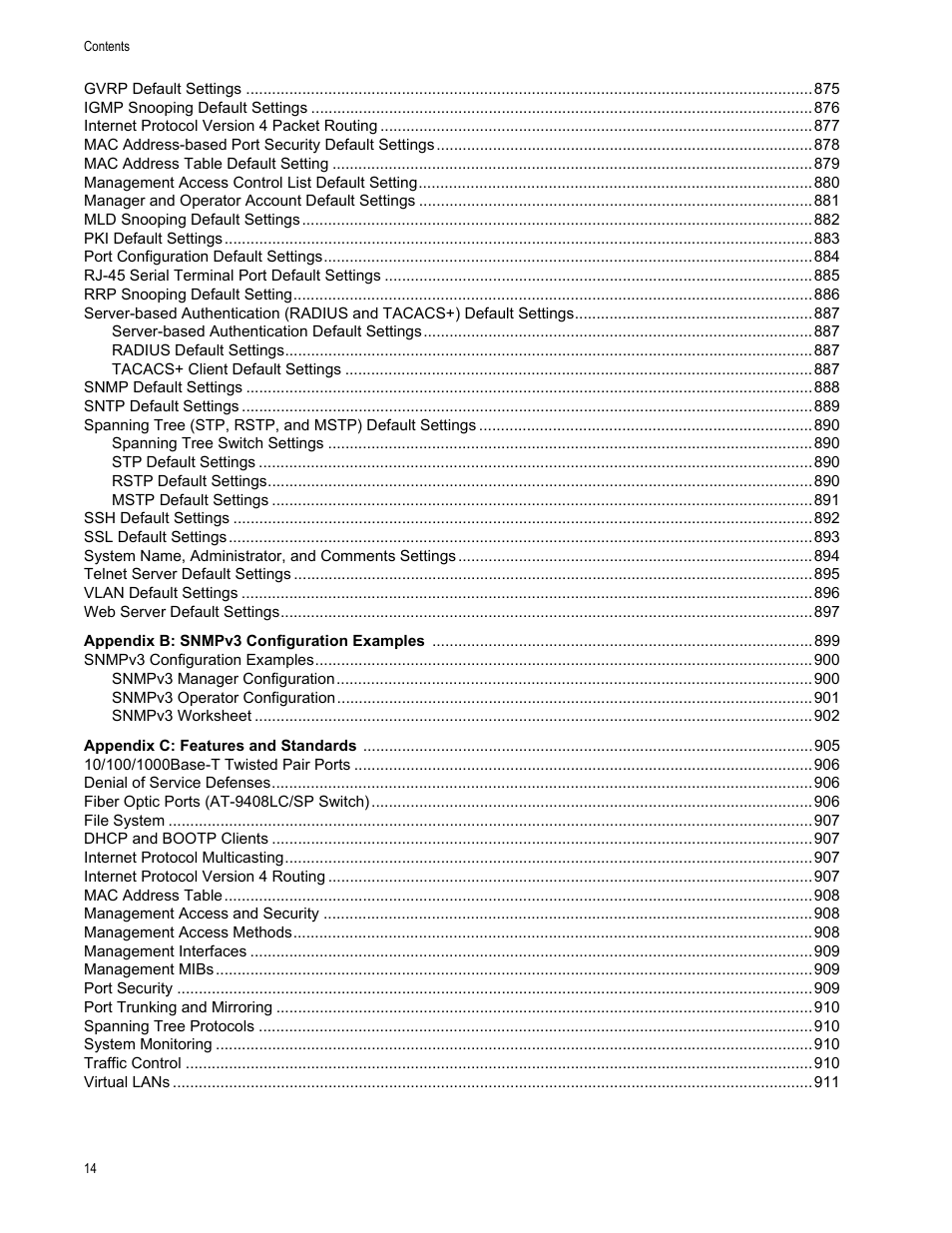 Allied Telesis AT-S63 User Manual | Page 14 / 944