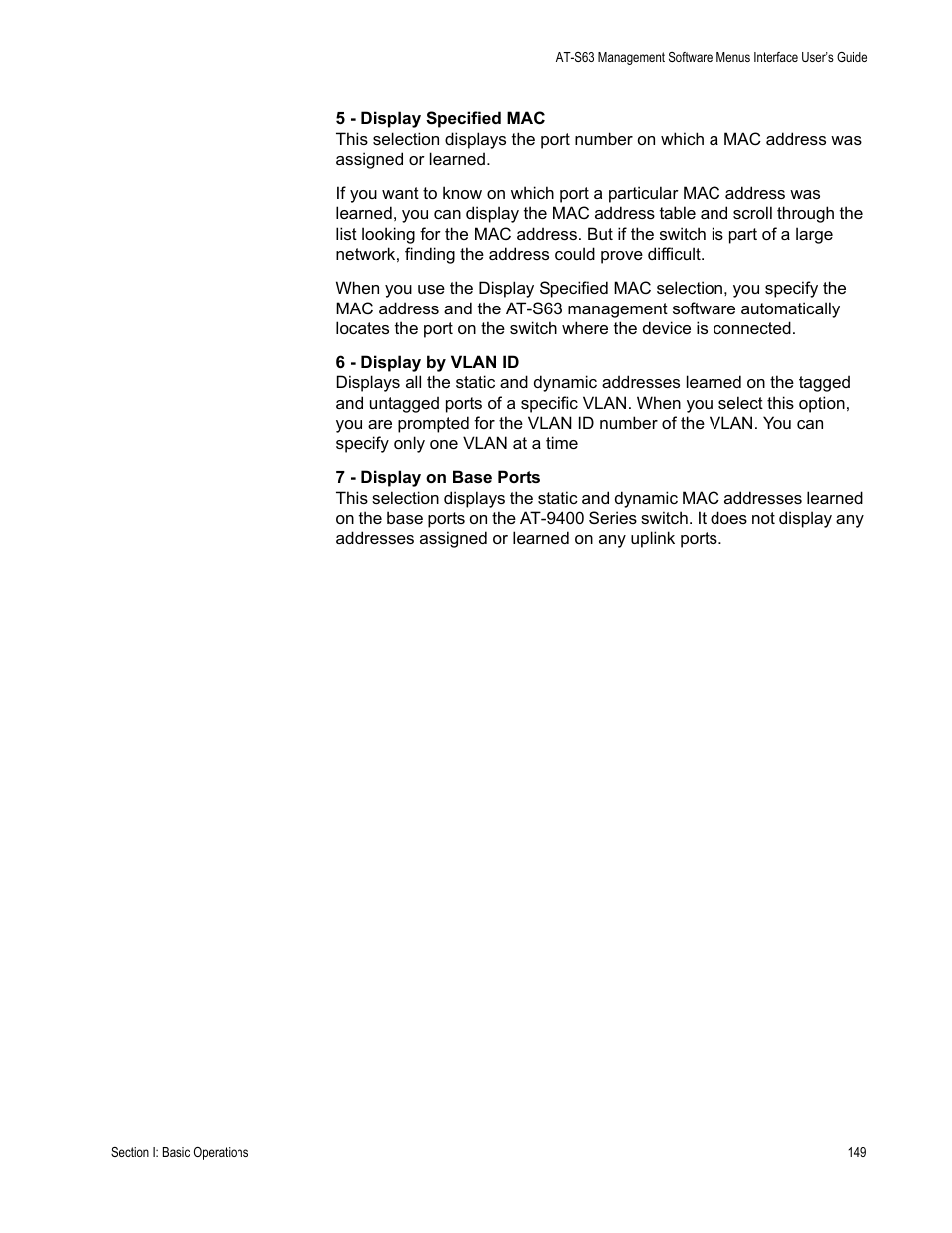 Allied Telesis AT-S63 User Manual | Page 149 / 944