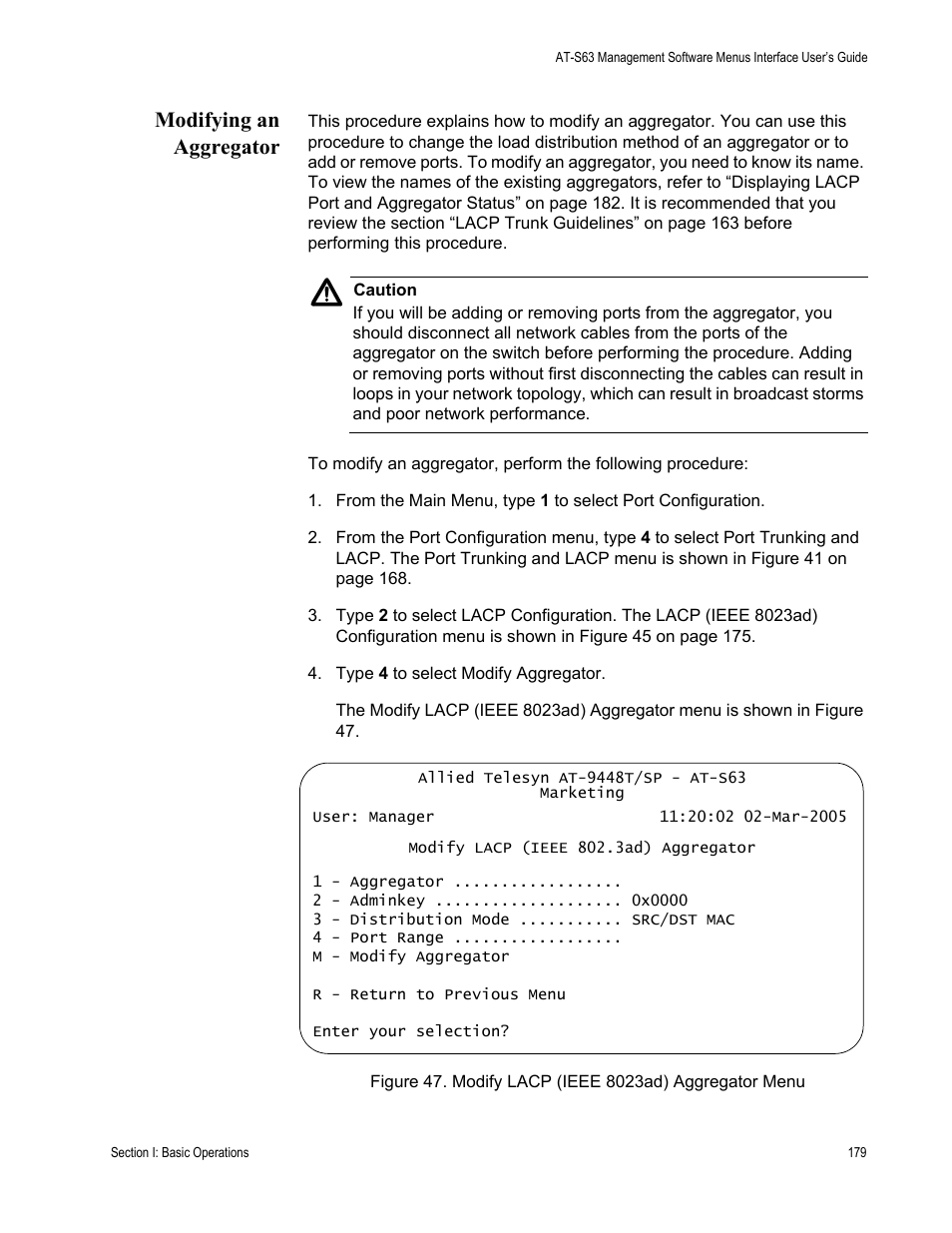Modifying an aggregator | Allied Telesis AT-S63 User Manual | Page 179 / 944