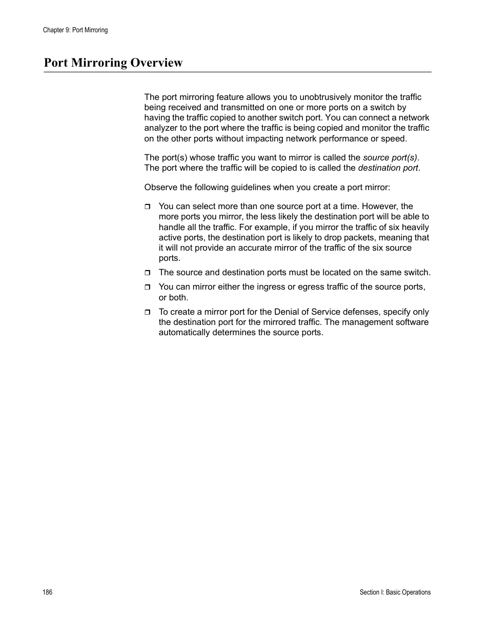 Port mirroring overview | Allied Telesis AT-S63 User Manual | Page 186 / 944