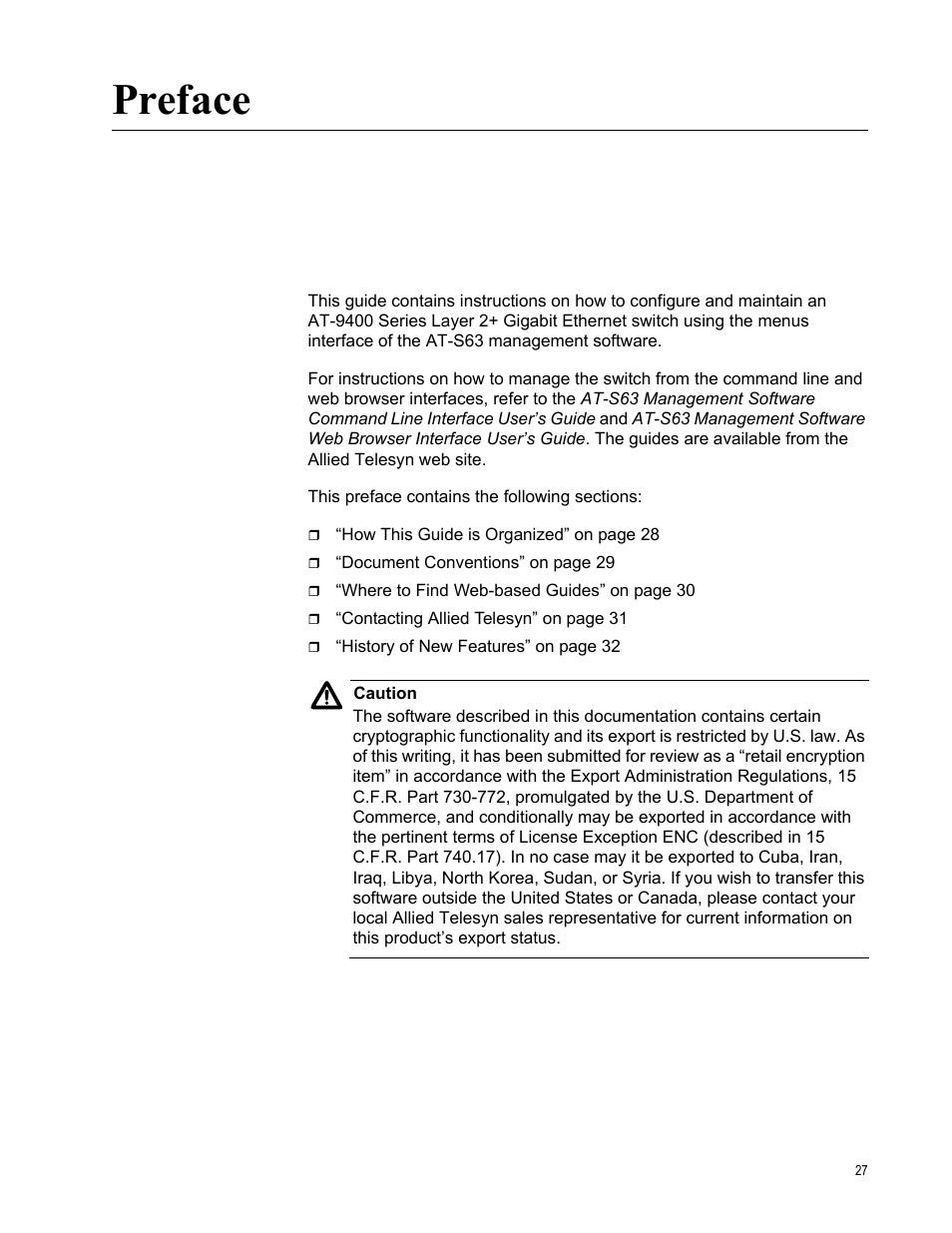 Preface | Allied Telesis AT-S63 User Manual | Page 27 / 944
