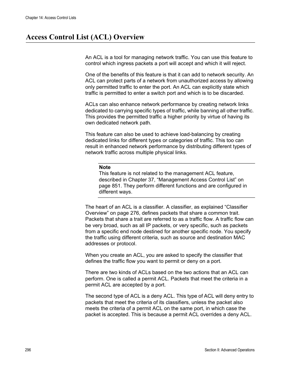 Access control list (acl) overview | Allied Telesis AT-S63 User Manual | Page 296 / 944