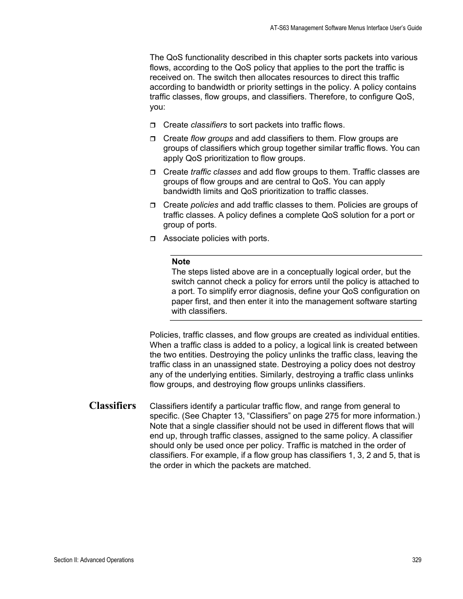 Classifiers | Allied Telesis AT-S63 User Manual | Page 329 / 944