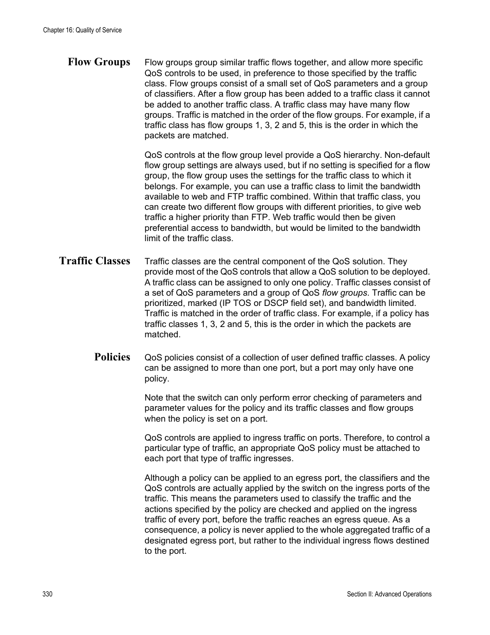 Flow groups, Traffic classes, Policies | Flow groups traffic classes policies | Allied Telesis AT-S63 User Manual | Page 330 / 944