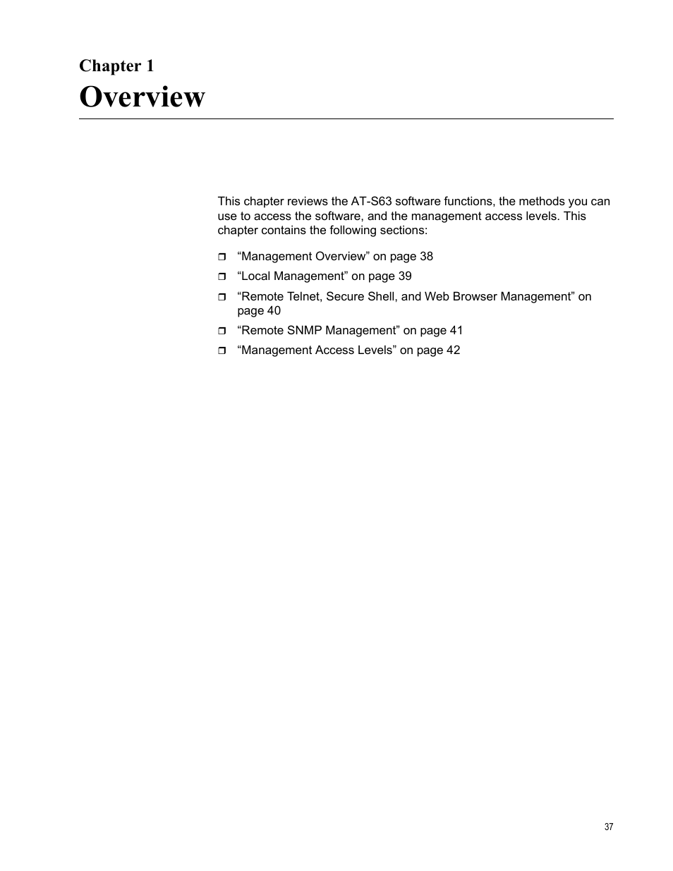 Chapter 1, Overview, R 1: overview | Allied Telesis AT-S63 User Manual | Page 37 / 944